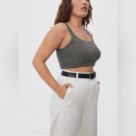 NWT Everlane The Cozy Stretch Tank in Heather Charcoal, Wool Blend, Super Soft S - Picture 2 of 15